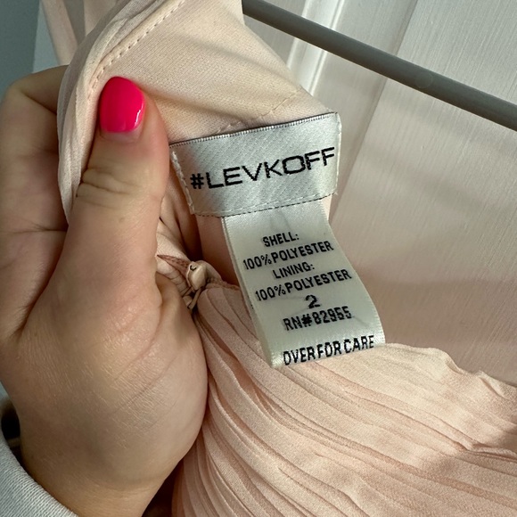 #Levkoff Off the Shoulder Ruched Bodice Chiffon Evening Dress in Petal Pink - Picture 3 of 4